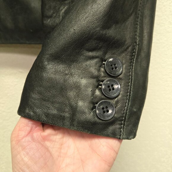 Vintage Wilsons Leather Black Cropped Blazer Jacket Soft Tailored M - Picture 7 of 16
